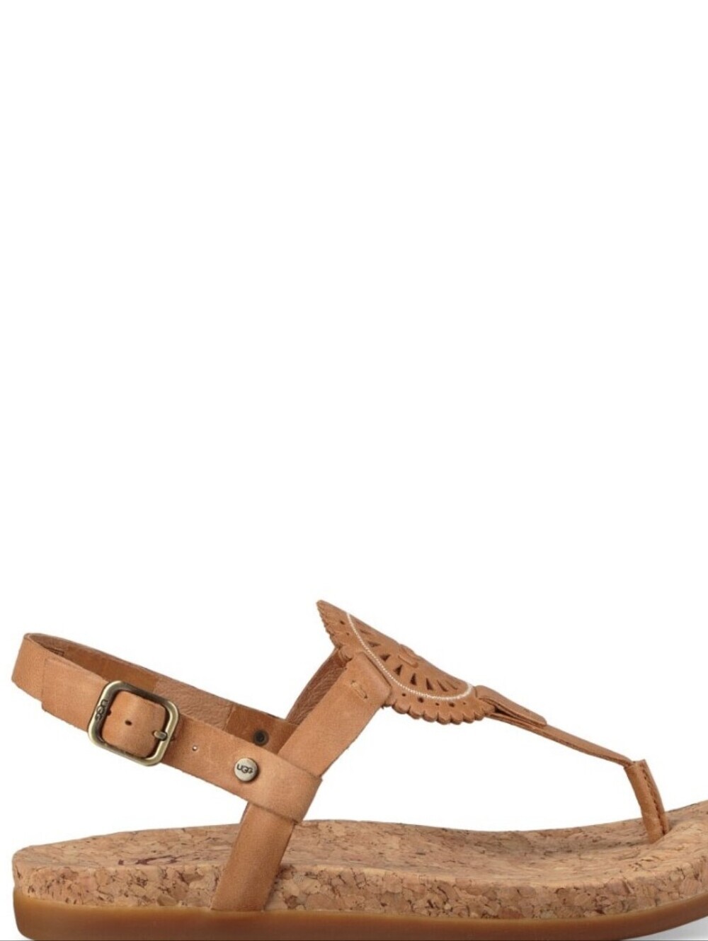 UGG Ayden II Cork Footbed Leather Thong Sandals Tan EU 39 US 8 - Picture 2 of 7